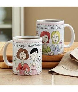 Personalized What Happens with the Girls Mug  15 oz   2 Girls Kitchen & Dining