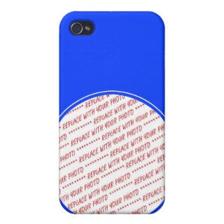 Blue and White Trimmed Photo Template iPhone 4/4S Cases