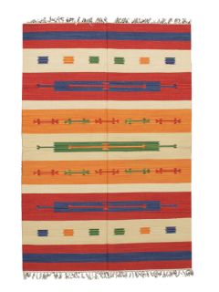 Kilim Striped Hand Knotted Rug by Apadana