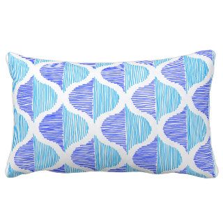 Blue Tile Waves Lumbar Pillow