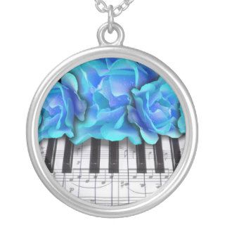 Piano Keyboard Roses Personalized Necklace