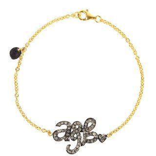 Initial Charm Diamond Pave 18kt Yellow Gold Chain Bracelet Silver Handmade Jewelry Link Bracelets Jewelry