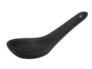 CAC China 666 40 BK Japanese Style 5 1/2 Inch by 1 3/4 Inch by 1/2 Inch Non Glare Glaze Black Soup Spoon, Box of 72 Completer Serveware Sets Kitchen & Dining