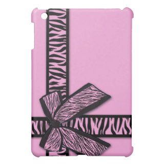 Cute pink zebra stripes bow & ribbon present wrap case for the iPad mini
