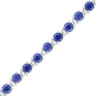 Lab Created Blue Sapphire Tennis Bracelet in Sterling Silver   7.25