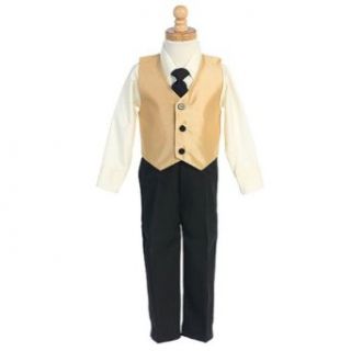 Little Boys Gold Vest Special Occasion Christmas 3pc Suit Set 6M 7 Business Suit Pants Sets Baby