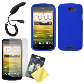 Cbus Wireless Blue Silicone Case / Skin / Cover, LCD Screen Protector / Guard & Car Charger for T Mobile HTC One S Cell Phones & Accessories