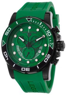 Swiss Legend 21368 BB 08  Watches,Avalanche Chronograph Green Silicone Strap & Dial Black IP Steel Case, Casual Swiss Legend Quartz Watches