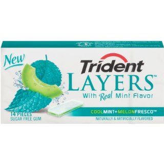Trident Layers Cool Mint And Melon Fresco, 14 Count (Pack of 12)  Chewing Gum  Grocery & Gourmet Food