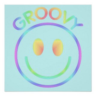 Groovy Pastel Smiley Face Retro Poster