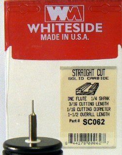 Whiteside Router Bits SC062 Standard Straight Bit with Solid Carbide 1/16 Inch Cutting Diameter and 3/16 Inch Cutting Length   Single Flute Straight Router Bits  