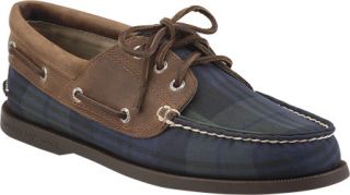 Sperry Top Sider A/O 3 Eye Padded Collar   Olive Plaid Oil Cloth
