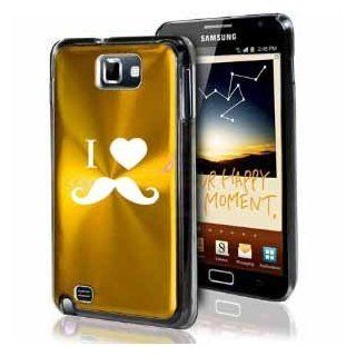 Samsung Galaxy Note i9220 i717 N7000 Yellow Gold F285 Aluminum Plated Hard Case I Heart Love Mustache Cell Phones & Accessories