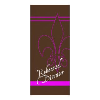Brown Fuchsia Fleur de Lis Rehearsal Dinner Custom Invite