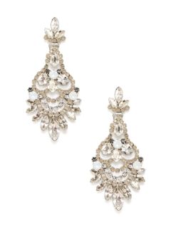White Opal Crystal Chandelier Earrings by Elizabeth Cole