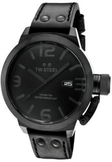 TW Steel TW822  Watches,Mens Cool Black Black Dial Black Leather, Casual TW Steel Quartz Watches