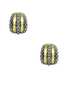Signature Caviar Two Tone Curve Earrings by Lagos