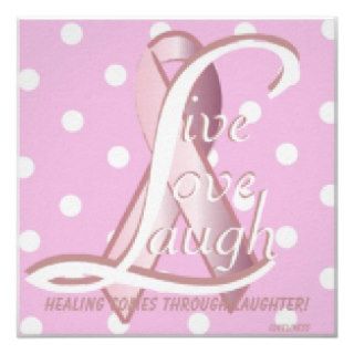 Pink Ribbon Laugh Live Love CardCustomize Custom Invites