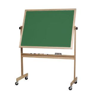 Best Rite 668WG EE Double Sided Green Porcelain Chalkboard with Wood Frame (4 'x 6') 