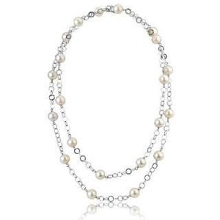 0mm Cultured Freshwater Pearl Link Necklace in Sterling Silver   34