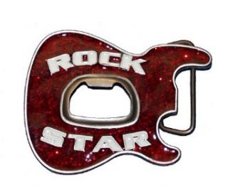Rock Star Glitter Guitar Beer Bottle Opener Belt Buckle SALE Clothing