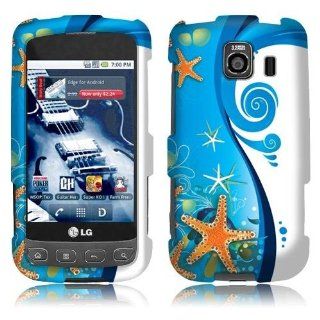LG Optimus S LS670 Blue Ocean Wonder Rubberized Cover Cell Phones & Accessories