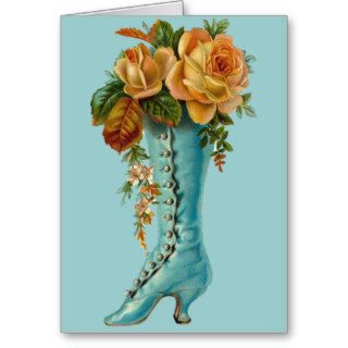 victorian boot with roses cards