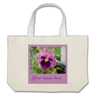 Purple Pansy Tote, Customize w/ your name or text Bag