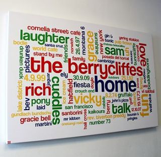 personalised 'memories' word artwork by more than words