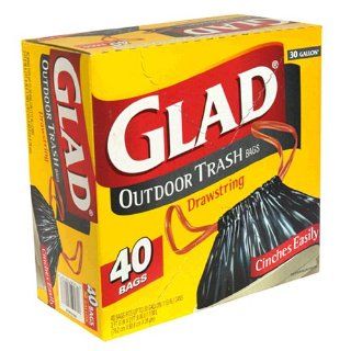 Glad Outdoor Trash Bags with Drawstring, 30 Gallon 40 bags Health & Personal Care