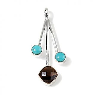 Turquoise and Smoky Quartz Sterling Silver Pendant