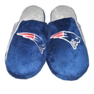 NFL New England Patriots Mens Open Back Lounge / House Slippers with Embroidered Logo M(9 10) Dark Blue  Sports Fan Slippers  Clothing