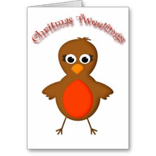 Cute Robin Redbreast Christmas Cartoon Greeting Card