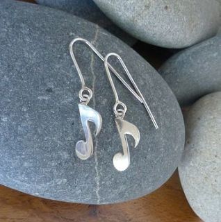silver musical note drop earrings by anne reeves jewellery