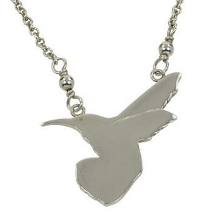 silver hummingbird necklace by emma hadley