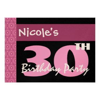 30th Birthday Modern For Her Pink and Black W664 Custom Invite