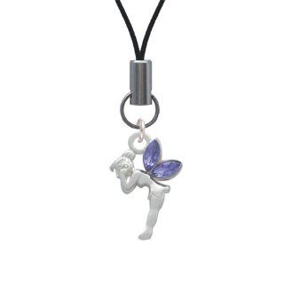 Small Silver Fairy with Purple Resin Wings Cell Phone Charm Cell Phones & Accessories