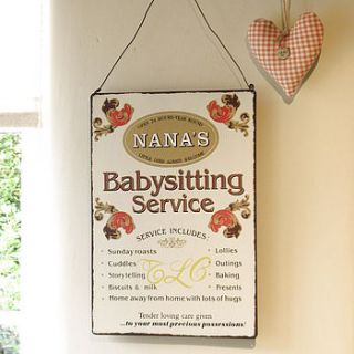 'nana's baby sitting services' sign by ciel bleu