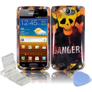 Black Yellow Skull Danger Design Snap on Hard Plastic Cover Faceplate Case for Samsung Exhibit 2 II 4G T679 + Screen Protector Film + Mini Adjustable Phone Stand Cell Phones & Accessories