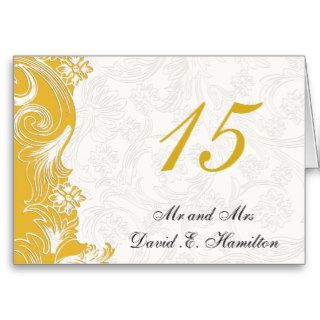 FAux paper cutout yellow wedding  Table numbers Card