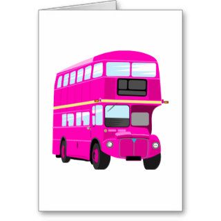 Pink Bus Greeting Cards