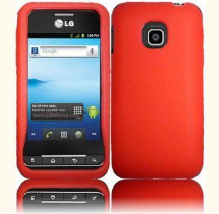 Red Silicone Jelly Skin Case Cover for LG Optimus 2 AS680 Cell Phones & Accessories