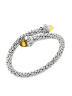 Stretch Silver & Faceted Citrine Wrap Bracelet by Chimento