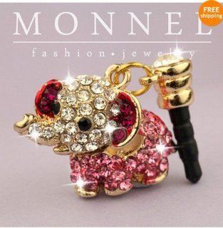 ip164 Cute Pink Crystal Elephant Anti Dust Plug Cover Charm for iPhone 4/ 4s Cell Phones & Accessories