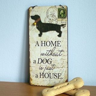 'a home without a dog is…' wooden sign by hope and willow
