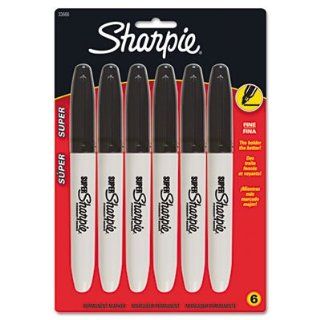 Sharpie Super Permanent Marker   Super Permanent Markers, Fine Point, Black, 6/Pack Health & Personal Care