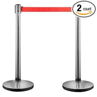 VIP STANCHIONS   Retractable Stanchion with Red Belt; Polished Chrome   38 1/2" high; 24.2 lbs.   Polished Chrome
