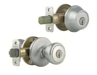 Kwikset 690T 26D B Tylo Keyed Entry Knobset and Single Cylinder Deadbolt Combo Pack from the Signat, Satin Chrome   Door Handles  