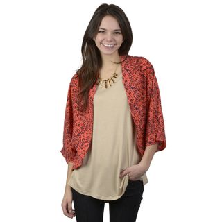 Journee Collection Womens Open Front Print Cardigan