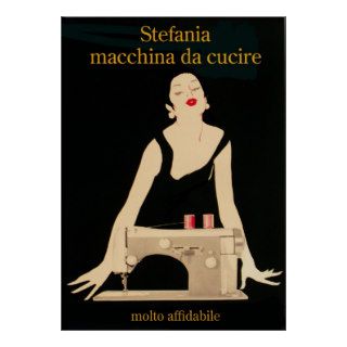 Vintage Sewing Machine Poster, Italy